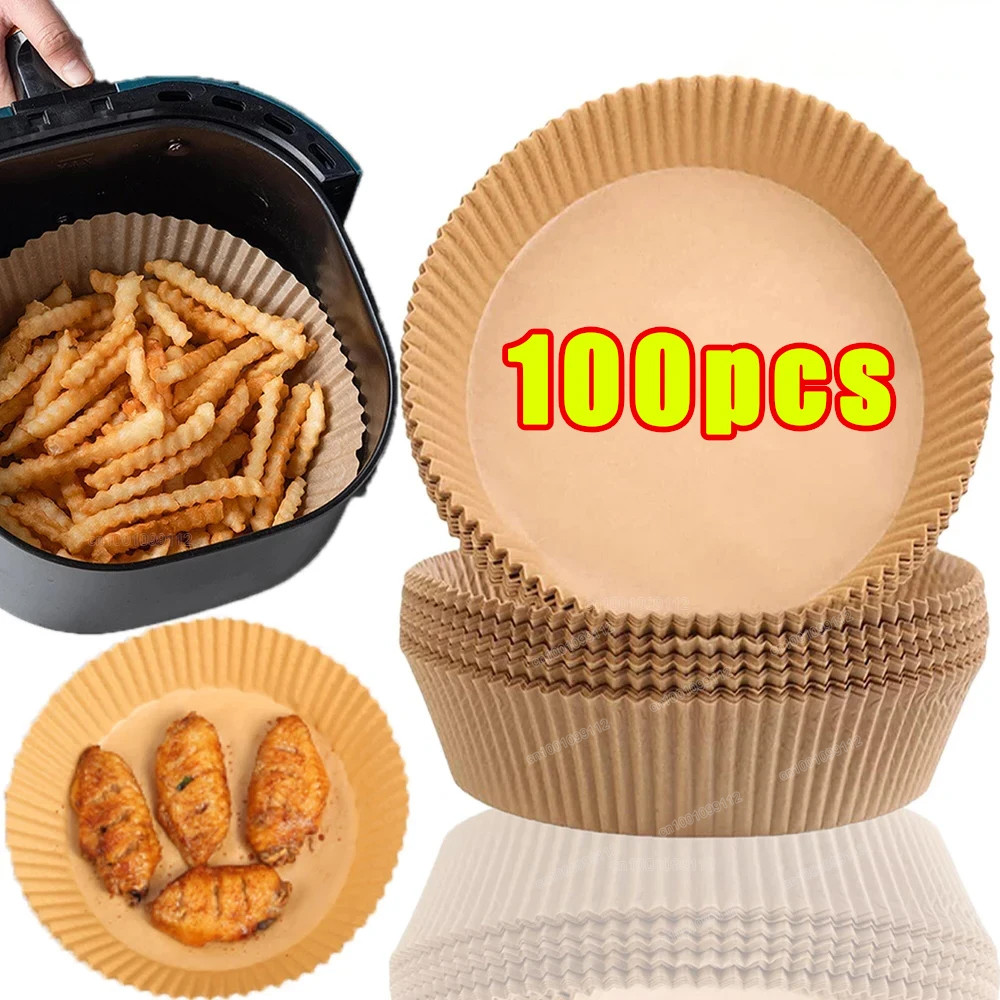 100/50Pcs Air Fryer Disposable Paper Nonstick Airfryer Baking Papers 16cm Round Air-Fryer Paper Line