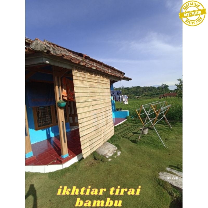 tirai bambu gulung  luar rumah full fernis panghalang panas dan air hujan termurah