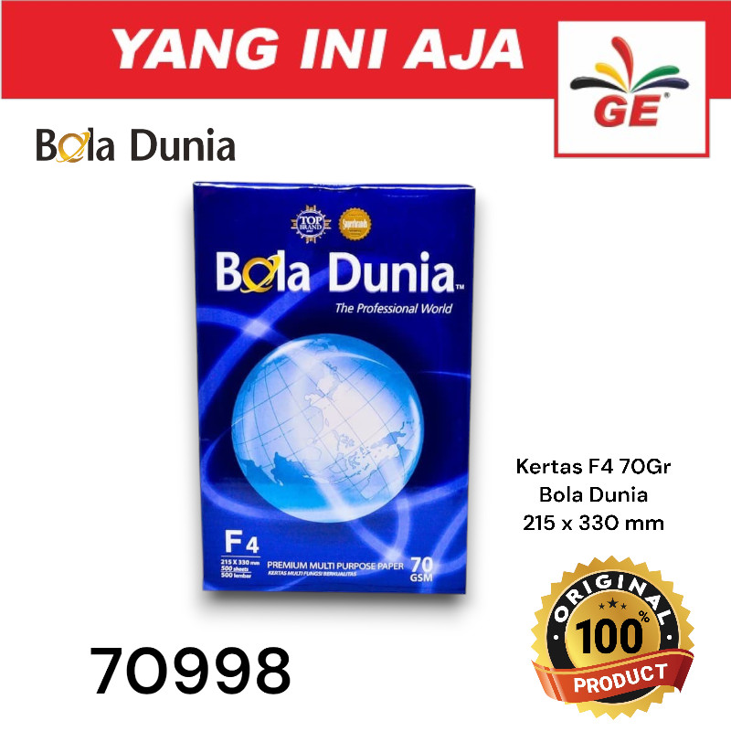 

Kertas F4 70Gr Bola Dunia / Kertas HVS Folio 70Gram Bola Dunia - 70998