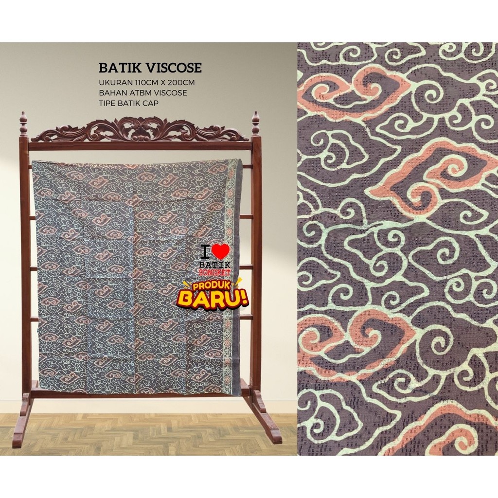 VISCOS PASTEL PARANG MOTIF 32 BAHAN KAIN BATIK VISCOSE VISKOS ATBM KATUN MEGA MENDUNG CIREBON JAWA B