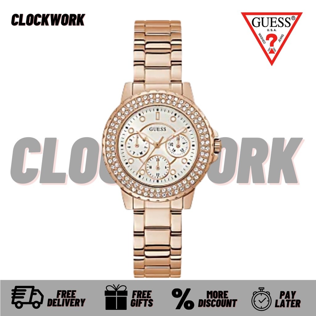 Jam Tangan Guess Watch Rose Gold CROWN JEWEL - GW0410L3 Wanita Rantai ORIGINAL