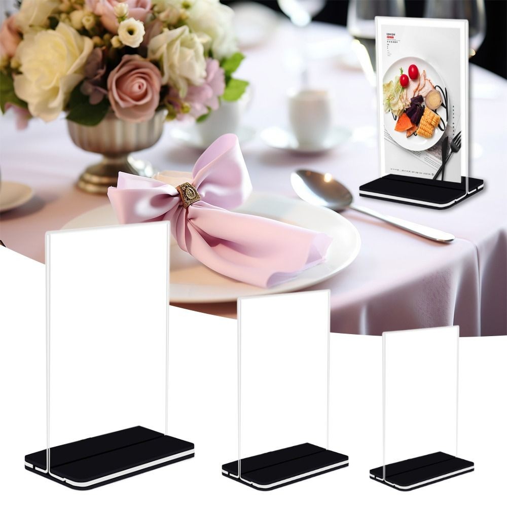 

Transparent Acrylic Panel Menu Display Stand A4 Vertical Table Card Sign Collection Photo Protection Holder Album Postcard