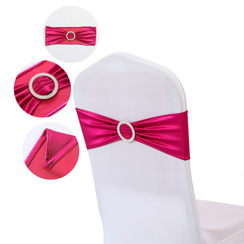10 pcs High end hotel wedding banquet elastic bow ribbon free chair back flower gilding strap Decora