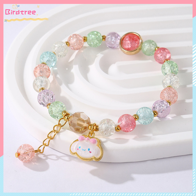 COD Gelang Kaca Sanrio Gelang Kartun Warna-warni Manik-manik Keriting Gelang Siswa Anak-anak