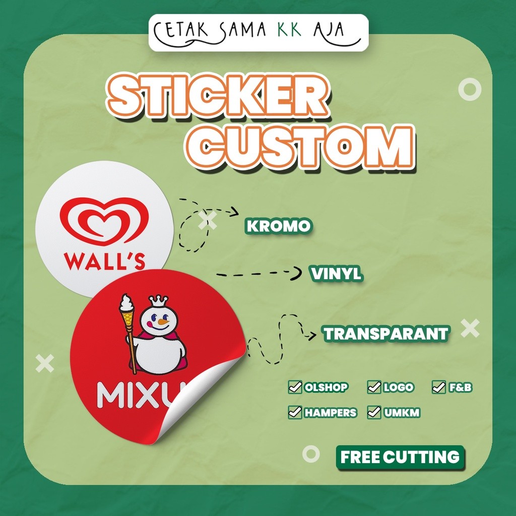 

[FREE CUTTING] TERMURAH STIKER ANTI AIR LABEL MAKANAN MINUMAN OLSHOP HAMPERS VYNIL KROMO TRANSPARANT LOGO STICKER