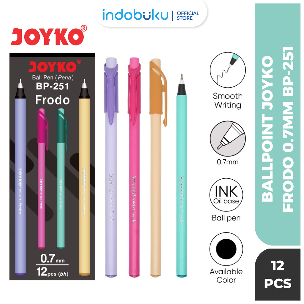 

( 12Pcs ) Pulpen Joyko Frodo 0.7mm / Bolpoin Pena Joyko Murah BP-251