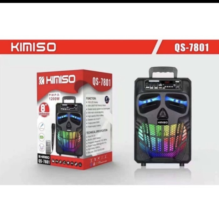 Speaker Bluetooth Portable Kimiso 8 inch QS-7801 LED Plus Mic Karaoke