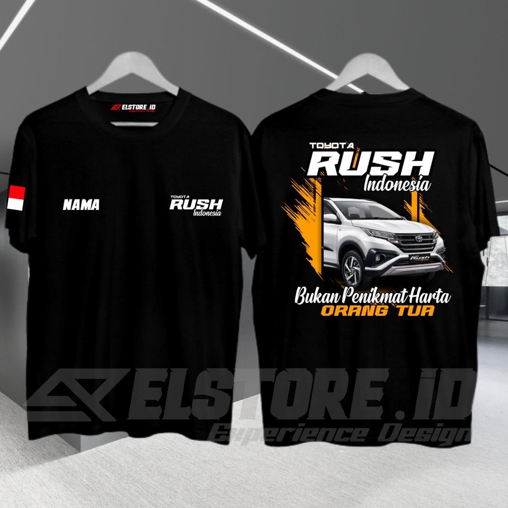 PROMO Kaos Distro premium NEW TOYOTA RUSH Bisa Custom nama/logo sendiri. Baju pria bebas custom. Pak