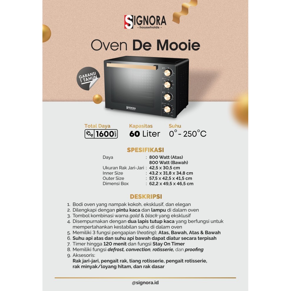 Oven De Mooi 60 Liter  Signora