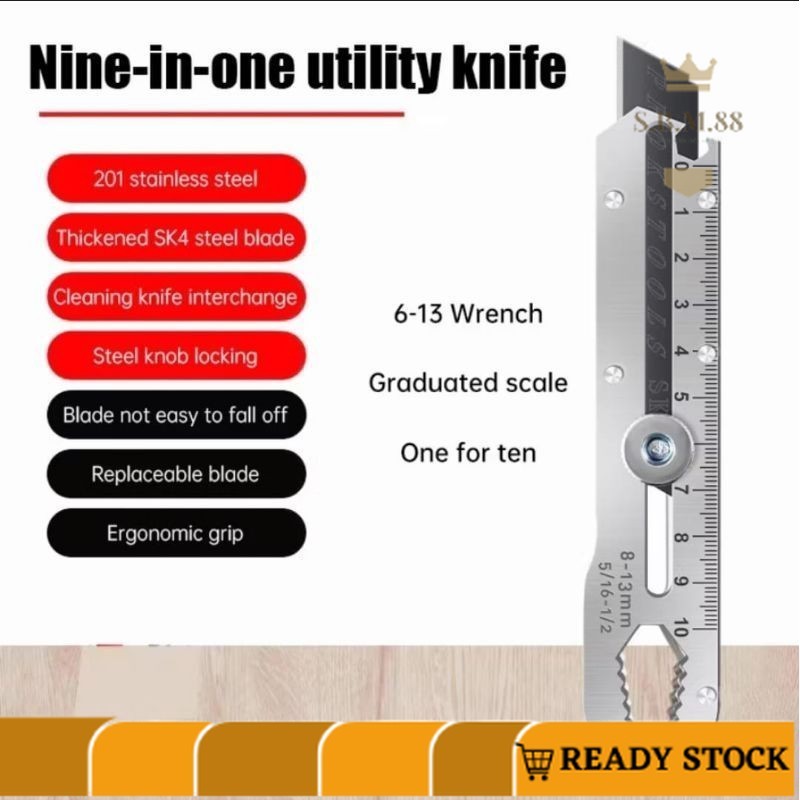 

SM88-A309-Pisau Cutter Stainless 9IN1 Multifungsi