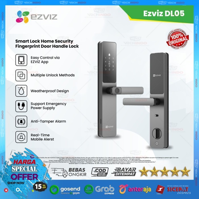 

SMART DOOR EZVIZ DL05 HANDLE LOCK DOORLOCK FINGERPRINT !!