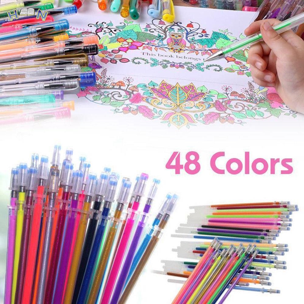 

48pcs Gel Pen Set Refills Metallic Pastel Neon Glitter Sketch Drawing Color Pen School Stationery Marker for Kids Gifts