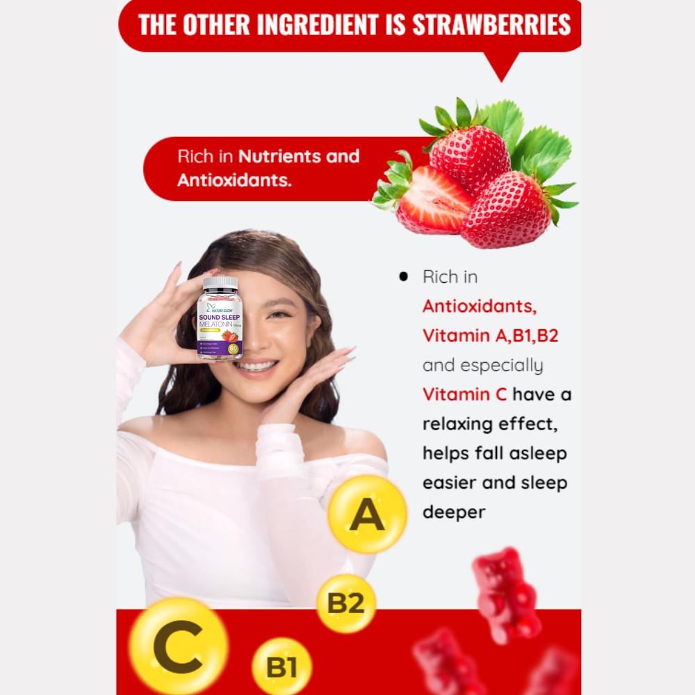 Nature Glow Melatonin 10Mg Gummies + Vitamin B6 Bantu Tidur Nyenyak & Relaksasi Suplemen Tidur Alami