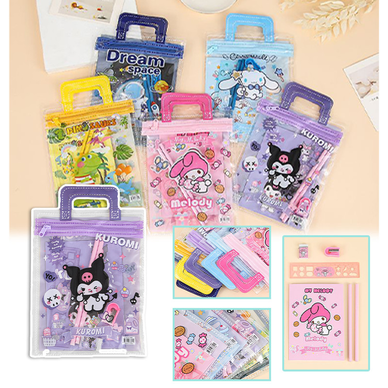 

Set Alat Tulis 6 in 1/Pensil Set Free Tas Stationery Set/Anak Sanrio Alat Tulis Set/Alat Tulis Karakter Set + Notes / Stationery set/paket alat tulis
