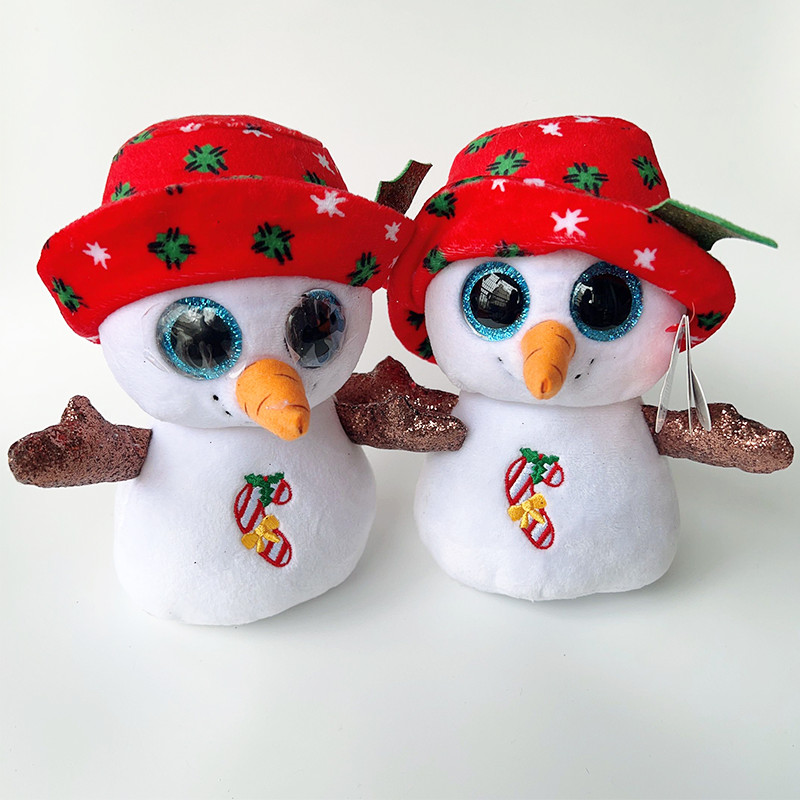 TY Beanie Brrrnie The  Snowman With Red Hat 6" 15cm Plush Stuffed Animal Collectible Soft Doll Kawai