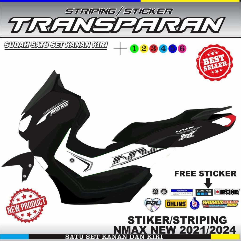 COD STIKER Stiker Nvx Striping Transparan Uv NMAX New 155 Art Grid Thailand Desain