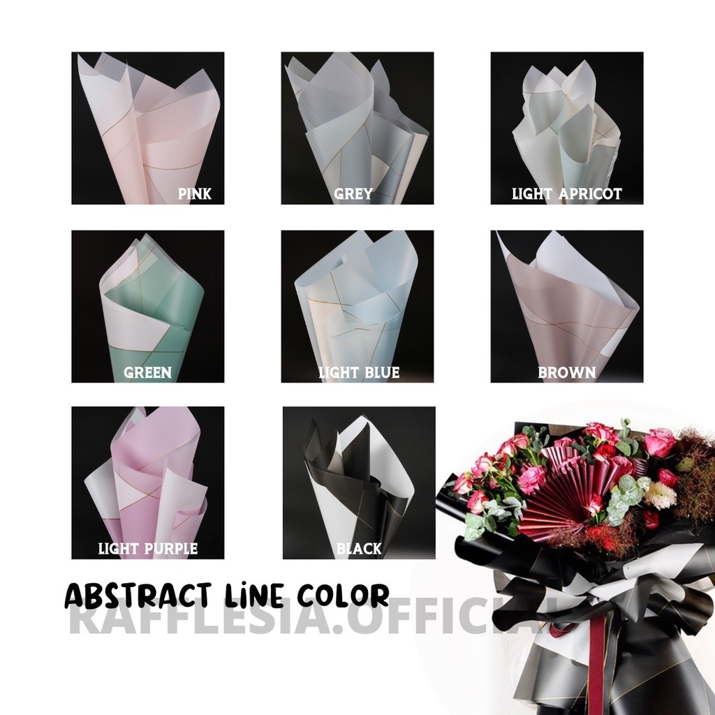

[5 LEMBAR] FLOWER WRAPPING ABSTRACT LINE COLOR CELLOPHANE WATERPROOF KERTAS BUKET BUNGA (ECER)/ FLOWER WRAP