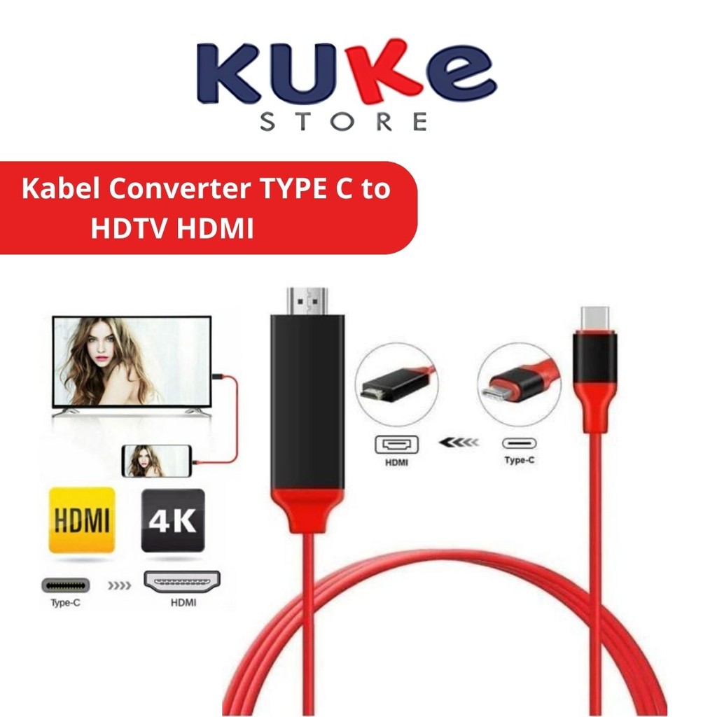 Kabel USB Type C TO Port Male / Cable Converter HDTV Video Cable 4K Mirroring TV 2 Meter FOR GALAXY 