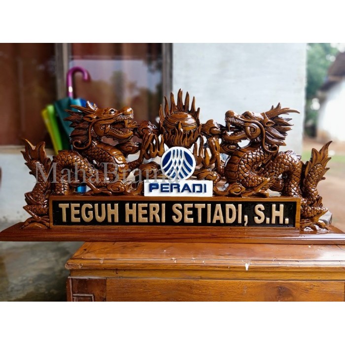 PAPAN NAMA / PAPAN NAMA KAYU UKIR/ PAPAN NAMA MEJA UKIR / Kayu Jati MB3212