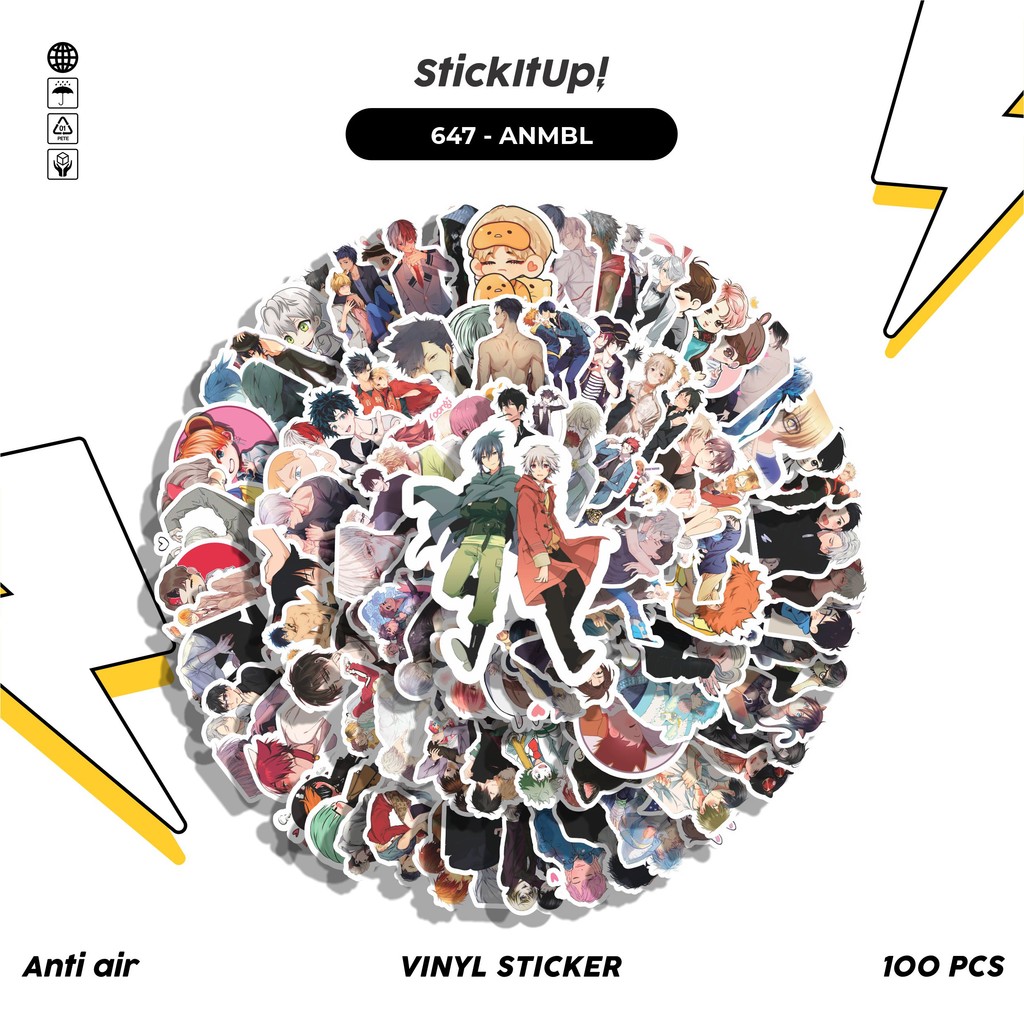 

COD 100 Pcs Stiker Anime Boys Love Lucu Anti Air Untuk Dekorasi Notebook Sepeda Skateboard Handphone DIY