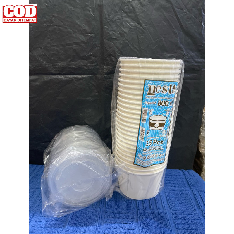 ( 1 PACK )PAPER BOWL 800 ML/RICE BOWL/ PAPER RICE BOWL 800ML/MANGKOK KERTAS 800ML