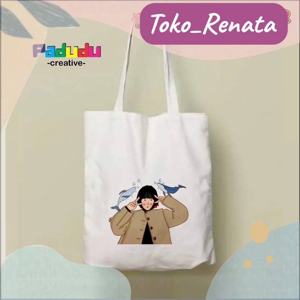 TOTEBAG RETRO Vintage Park Eun Bin a.k.a Woo Young Woo Aesthetic Tas Tote RESLETING Wanita | Pria An