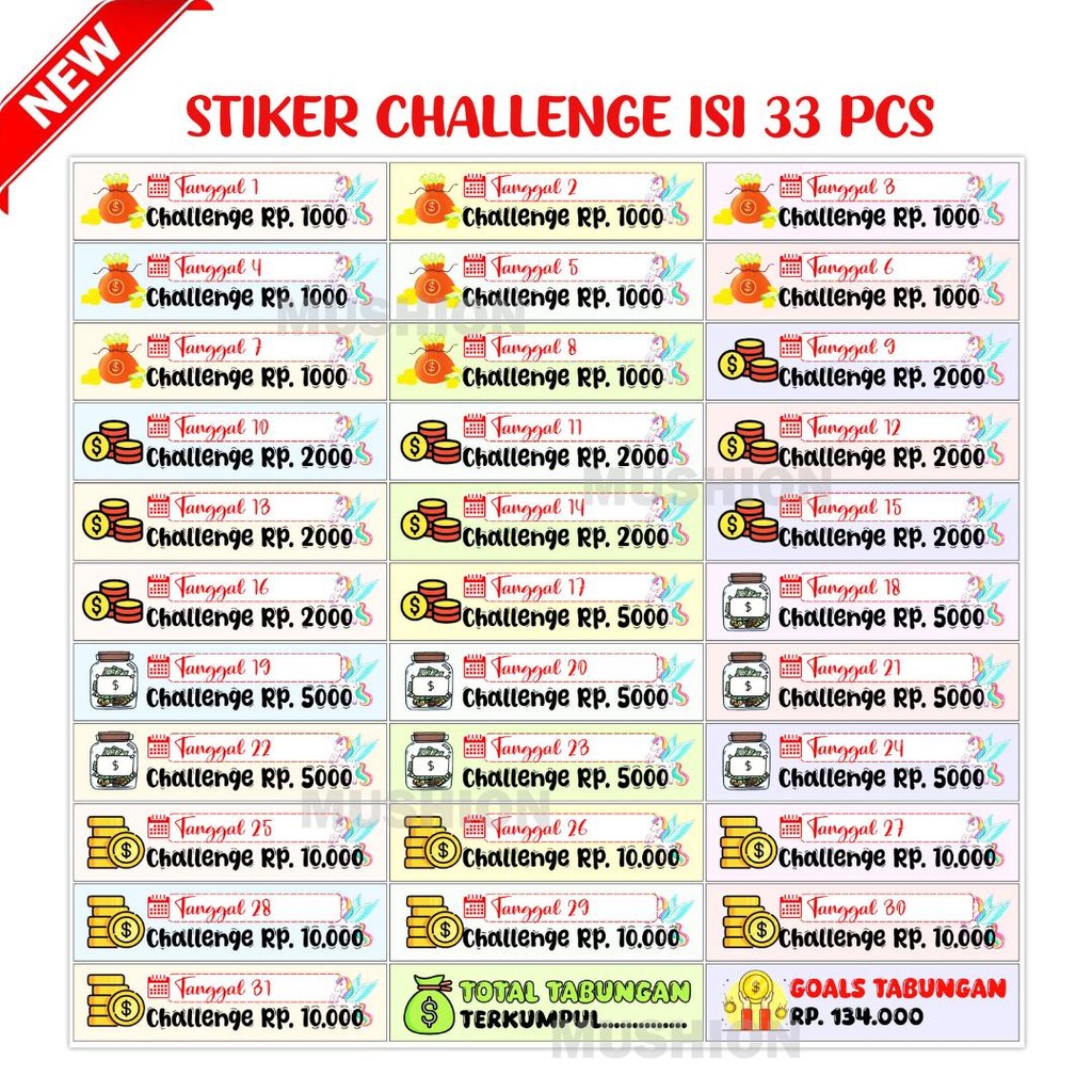 

[BISA COD] stiker anak karakter lucu challange menabung dompet disiplin budgeting organizer anak Paper