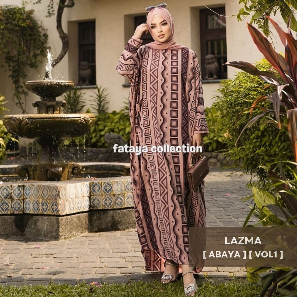 Fataya Collection LAZMA Abaya Loose - Kain Crinkle Etnik