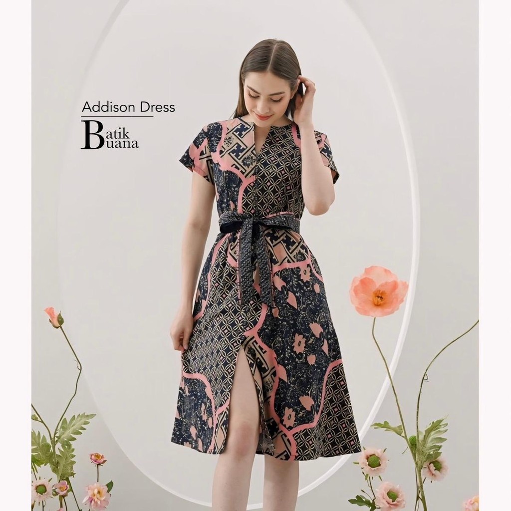 De Addison Dress - Dress Batik Wanita - Dress Batik Premium - Dress Modern - Dress Batik Cantik -