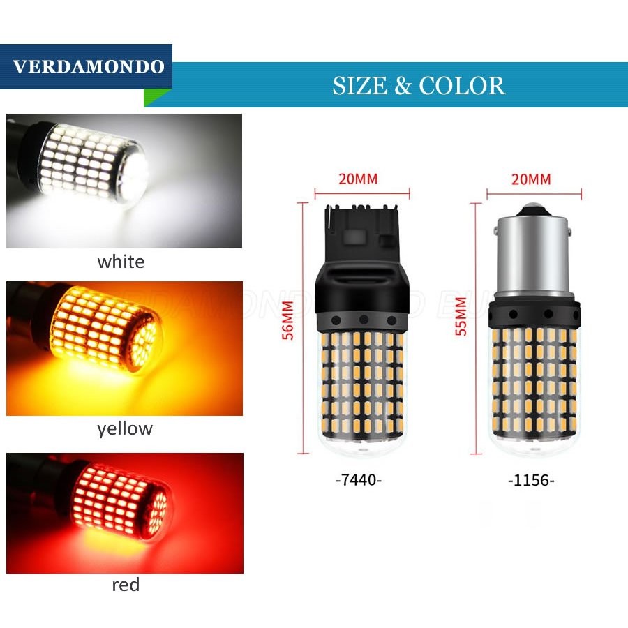 Lampu Sein Sen Dajjal Rem Brake Mundur Mobil 144 Titik SMD 3014 Super Bright 1157 1156 T20 7440 7443