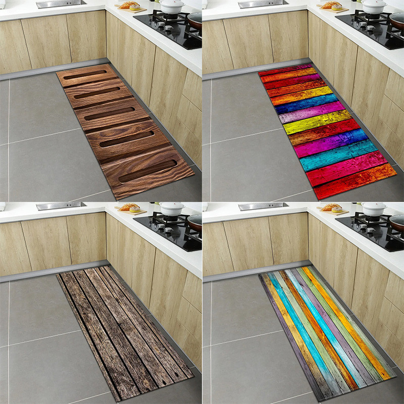 Wood Grain Floor Pattern Home Kitchen Floor Mat Door Front Decoration Floor Mat