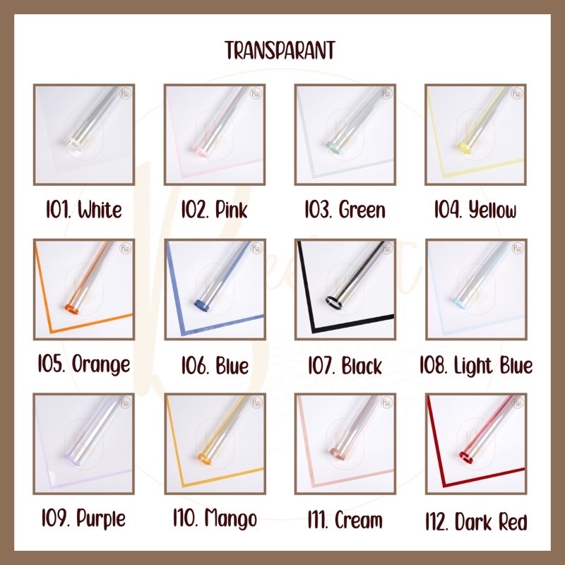 

[ 5 LEMBAR ] Kertas Bunga Cellophane Bening Transparan List Warna Flower Wrapping Paper List Warna Kertas Buket Bunga I