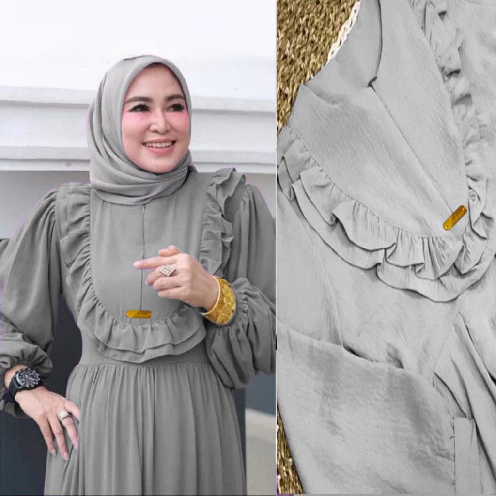 Gamis Rempel Canda Susun Crinkle Jumbo Ld 130 Busui Frendly
