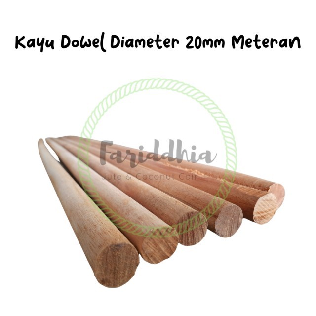 Kayu stik bulat diameter 2cm 20mm panjang dowel 1 meter 100cm
