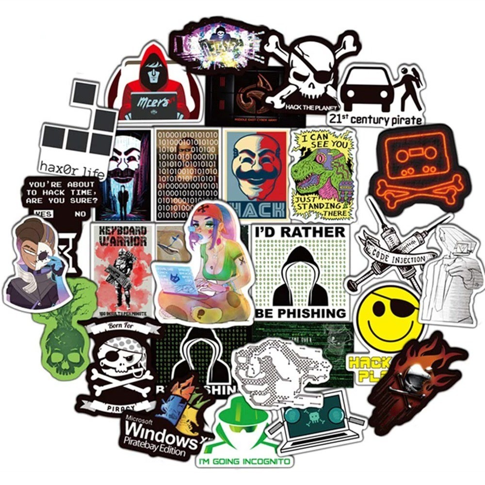 50-100 PCS Hacker Stickers Programming Languages Internet Cybersecurity Geek Hacker Sticker for Lapt