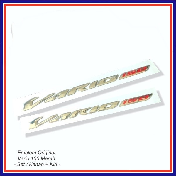Emblem - Logo Timbul Vario 150 Merah - Set / Kanan + Kiri
