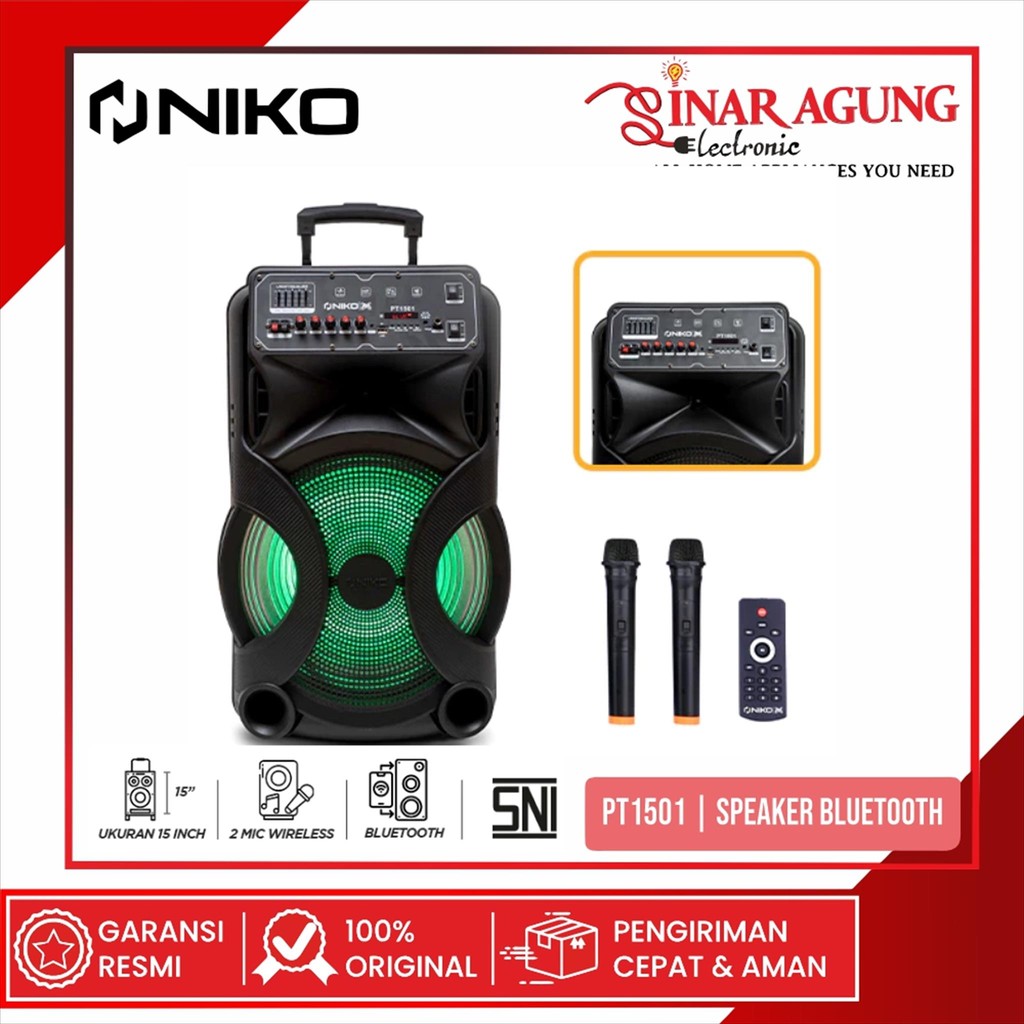 NIKO PT1501 / PT-1501 TROLLEY SPEAKER 15" FULL RANGE - GARANSI RESMI