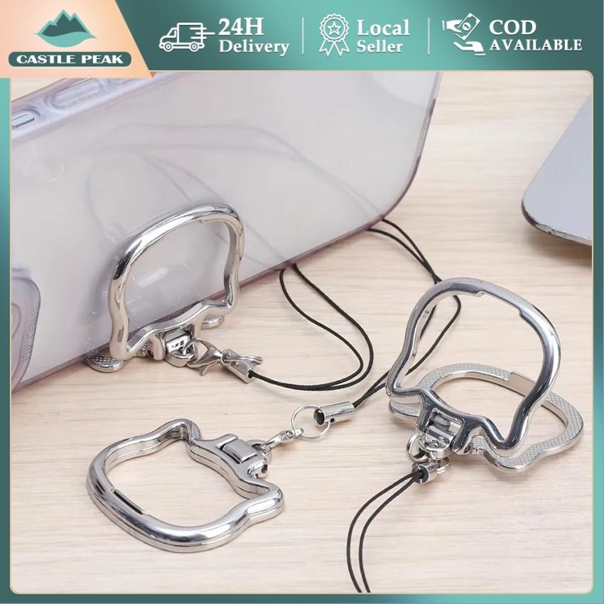 2 In 1 Phone Lanyard Hp Finger Ring Metal Kucing Multifungsi 2 In 1 Mobile Phone Hp Holder Braket Ul