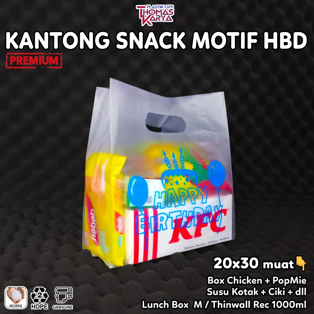 

Tas Ulang Tahun Anak 20x30 Motif HAPPY BIRTHDAY BIRU isi 50 Goodie Snack Bag Plastik