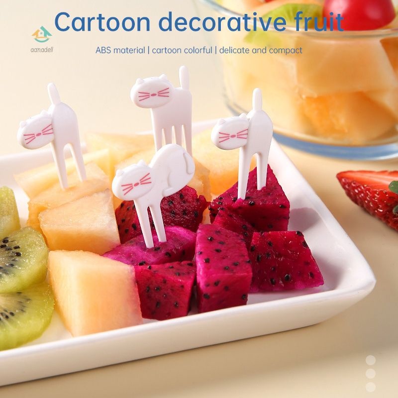 Garpu Buah Anak Kucing Kreatif Garpu Anak-anak Garpu Kue Hewan Kecil yang Lucu Aanadell