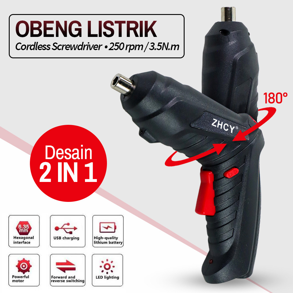 

ZHCY Obeng Listrik Cordless Screwdriver 250RPM 1500mAh - Q029