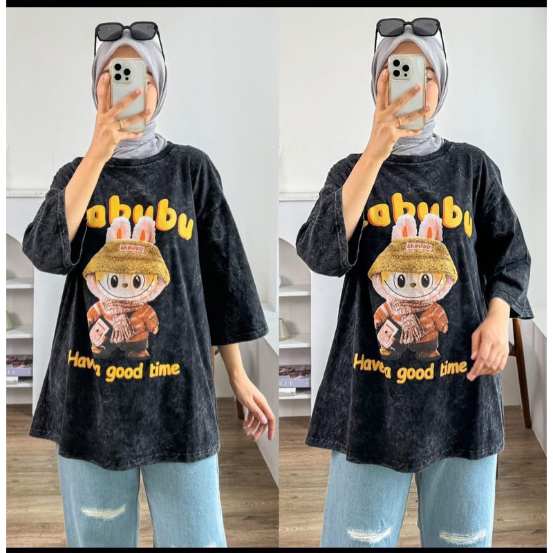 kaos bkk oversize washed premium / kaos oversize bkk washed / kaos washed premium / kaos labubu wash