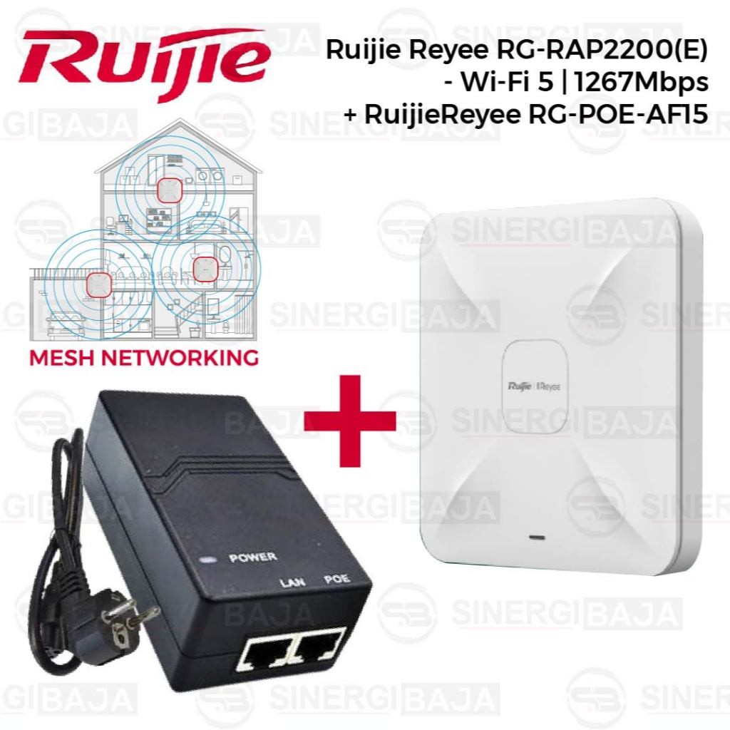 Paket : Ruijie Reyee RG-RAP2200(E) + Ruijie Reyee RG-POE-AF15