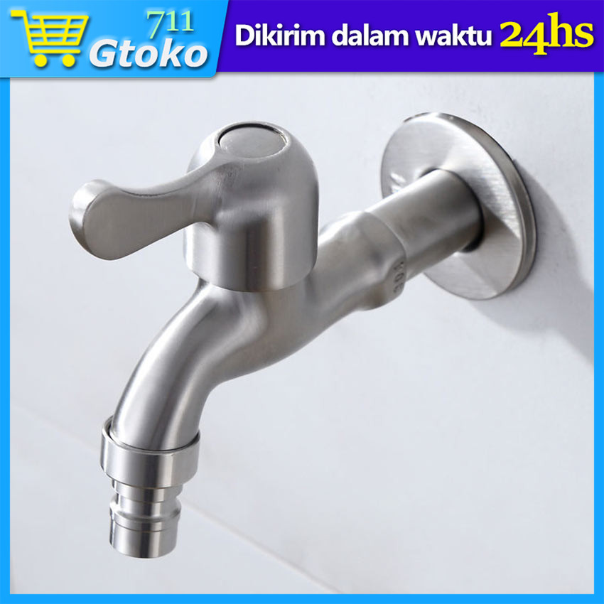 Kran Air Panjang Stainless Plastik Keran Air Mesin Cuci Wastafel Dapur Taman