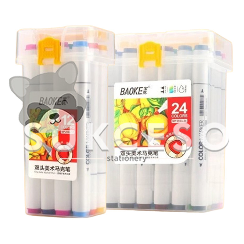 

BaoKe Spidol Warna MP2933 12 / 24 Color - Set Marker Paint Double Side Murah Berkualitas