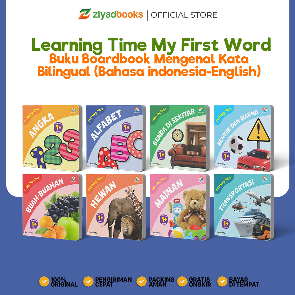 Ziyadbooks - Buku Bayi / Buku Boardbook Bilingual (Bahasa indonesia-English) - Learning Time My Firs