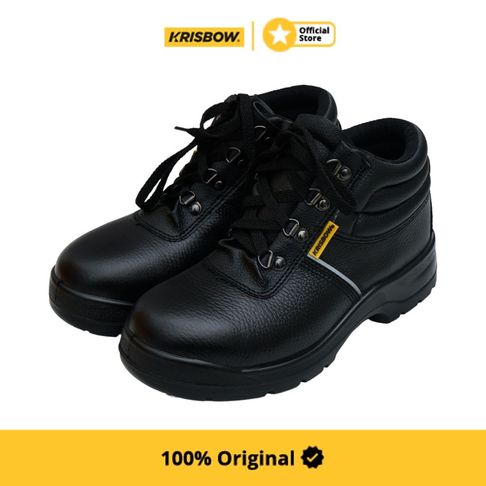 Krisbow Argus Sepatu Pengaman - Hitam Safety Shoes Pengaman Kaki Perlengkapan Industri Peralatan Kea