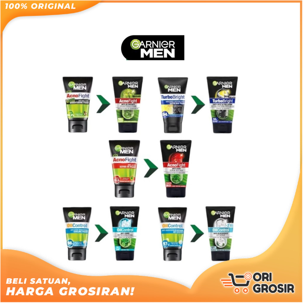 ORI Grosir GARNIER Men Turbolight - Intensive 3 In 1 Foam - White Super Duo Foam - Turbolight Matcha