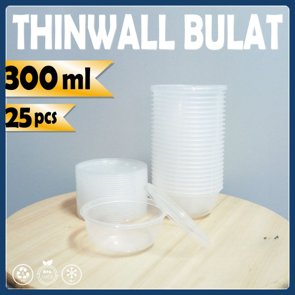 Thinwall Bulat 300 Ml Plastik / Wadah Plastik / Mangkuk Mangkok