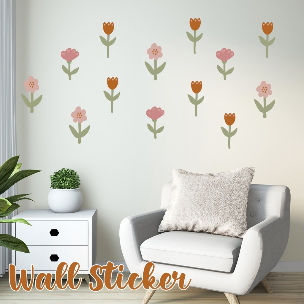Sticker Kamila - Stiker Dinding Bunga Tulip Aesthetic Decal Dekorasi Rumah Kamar